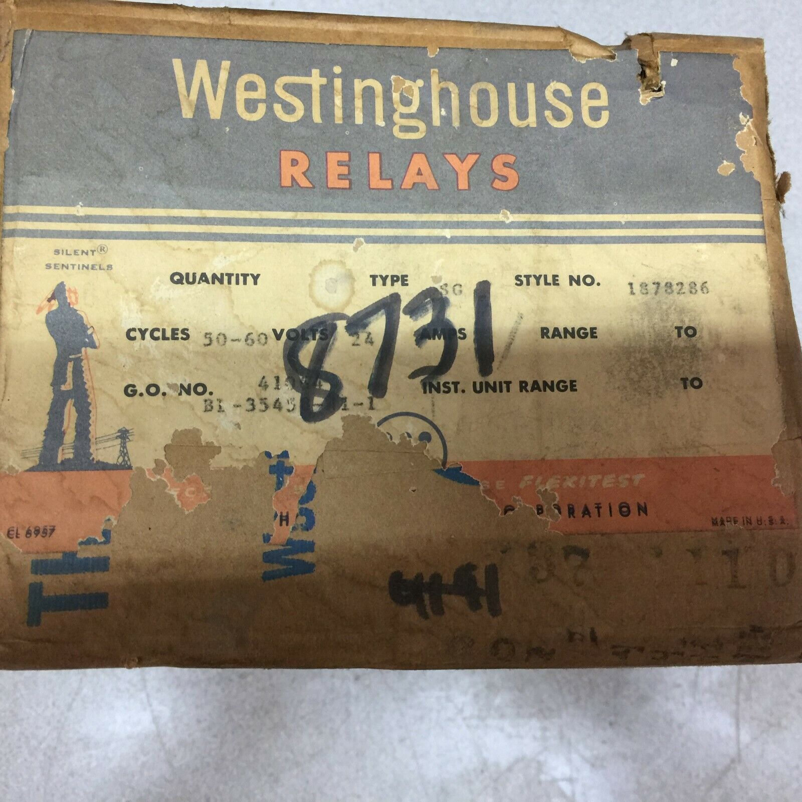 NEW IN BOX WESTINGHOUSE 24VAC AUXILIRY RELAY TYPE SG 1878286