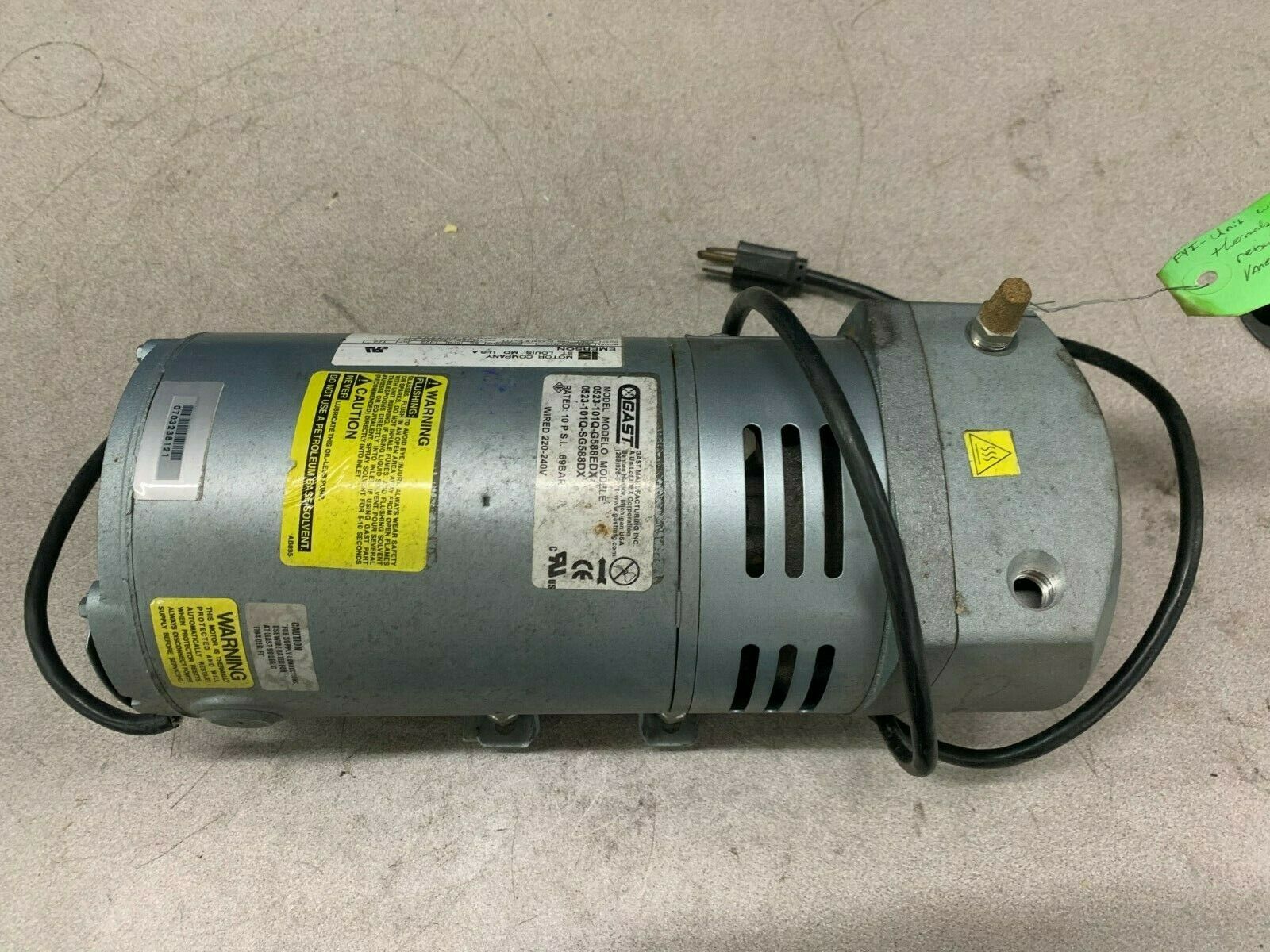 USED GAST 0523-101Q-G588EDX VACUUM PUMP EMERSON S055JXPPZ-7714