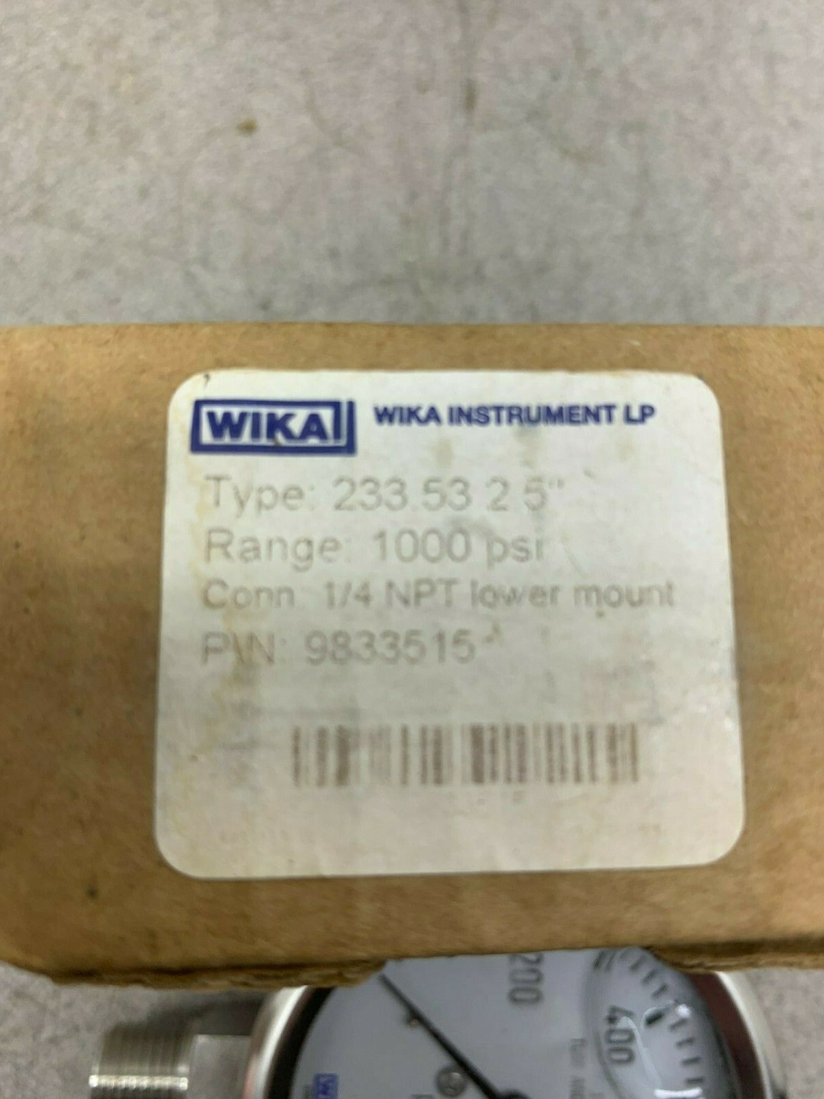 NEW IN BOX WIKA 1000 PSI 1/4NPT PRESSURE GAUGE 9833515