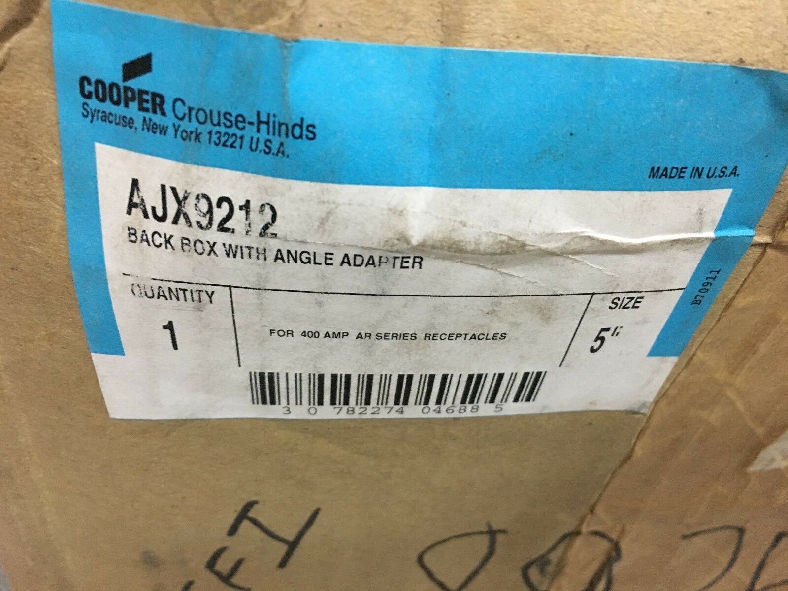 NEW COOPER CROUSE-HINDS BACK BOX WITH ANGLE ADAPTER AJX9212