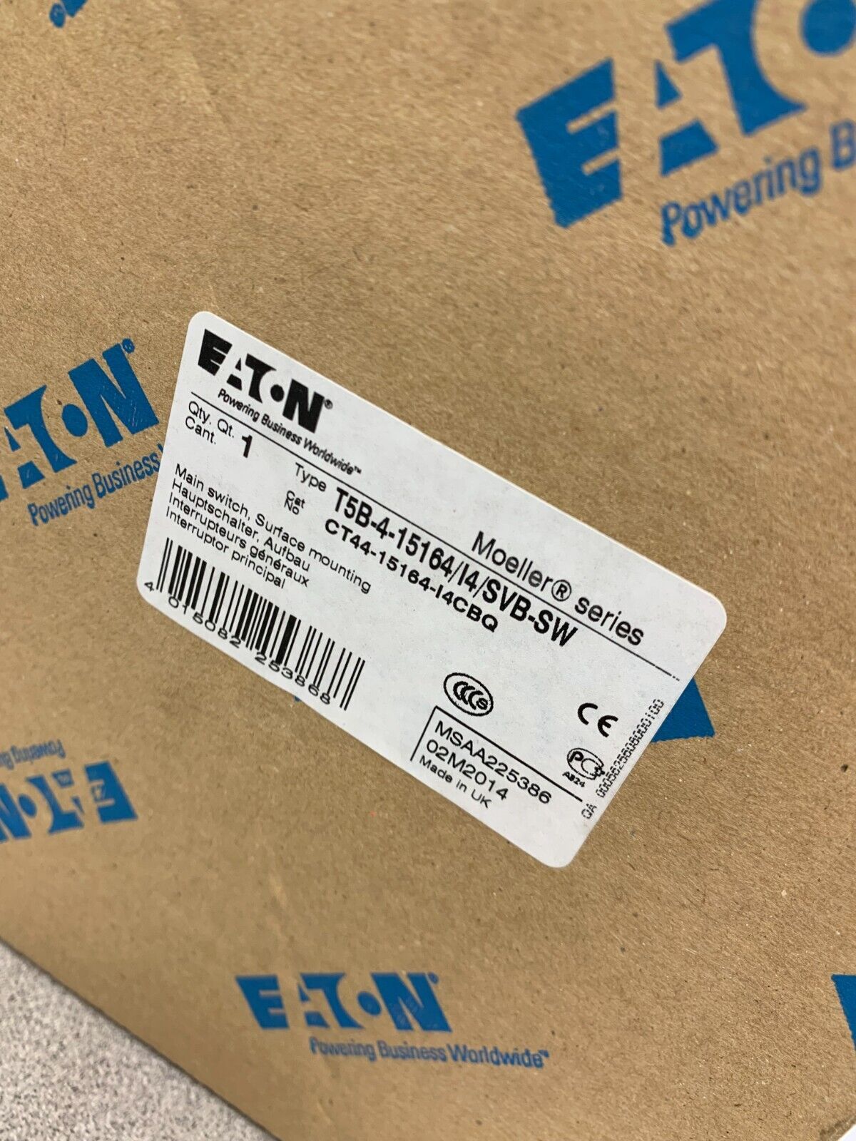 NEW EATON MOELLER CT44-15164-I4CBQ MAIN SWITCH ASSEMBLY T5B-4-15164/I4/SVB-SW