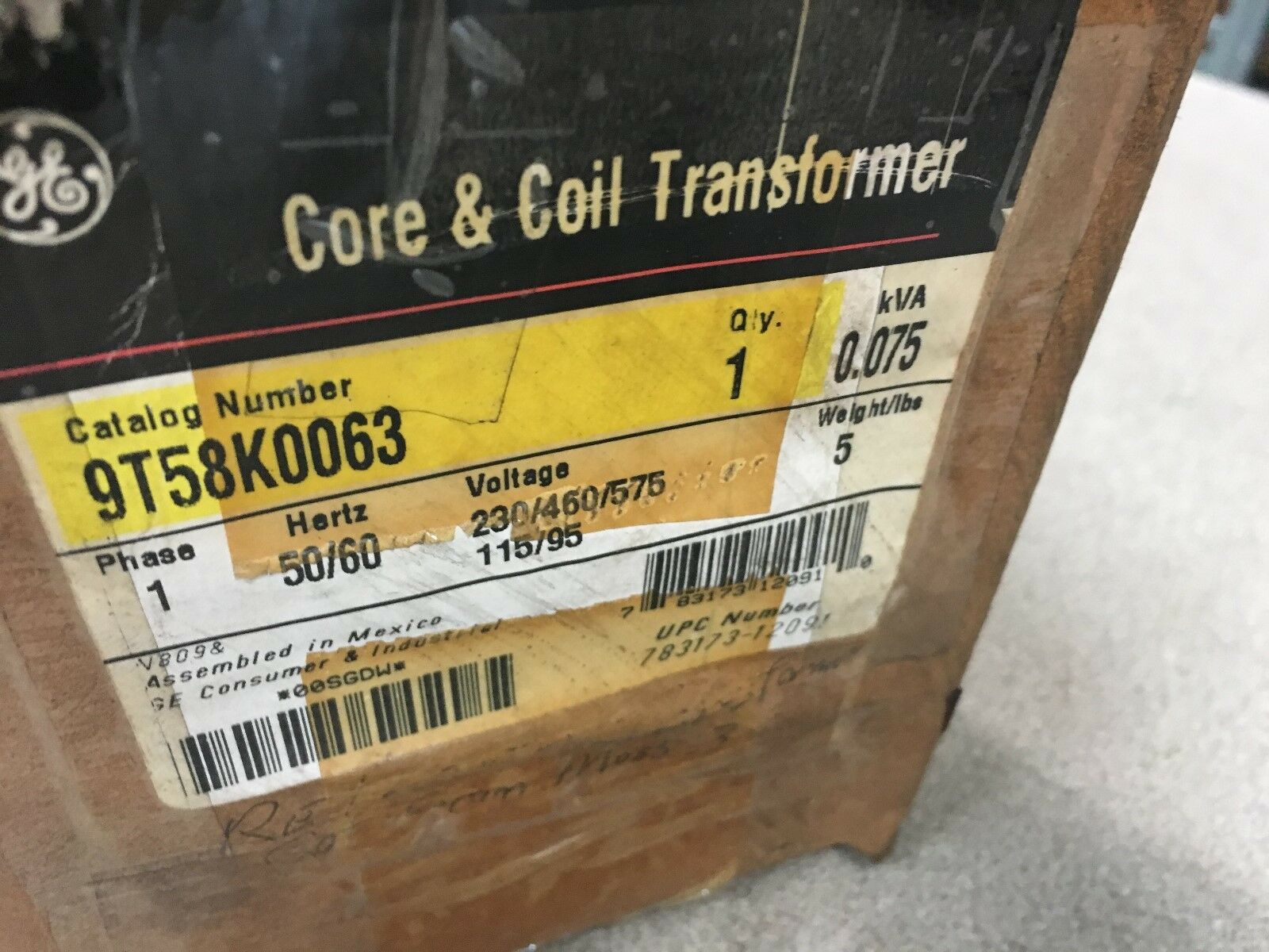 NEW IN BOX GENERAL ELECTRIC CORE & COIL TRANSFORMER 9T58K0063