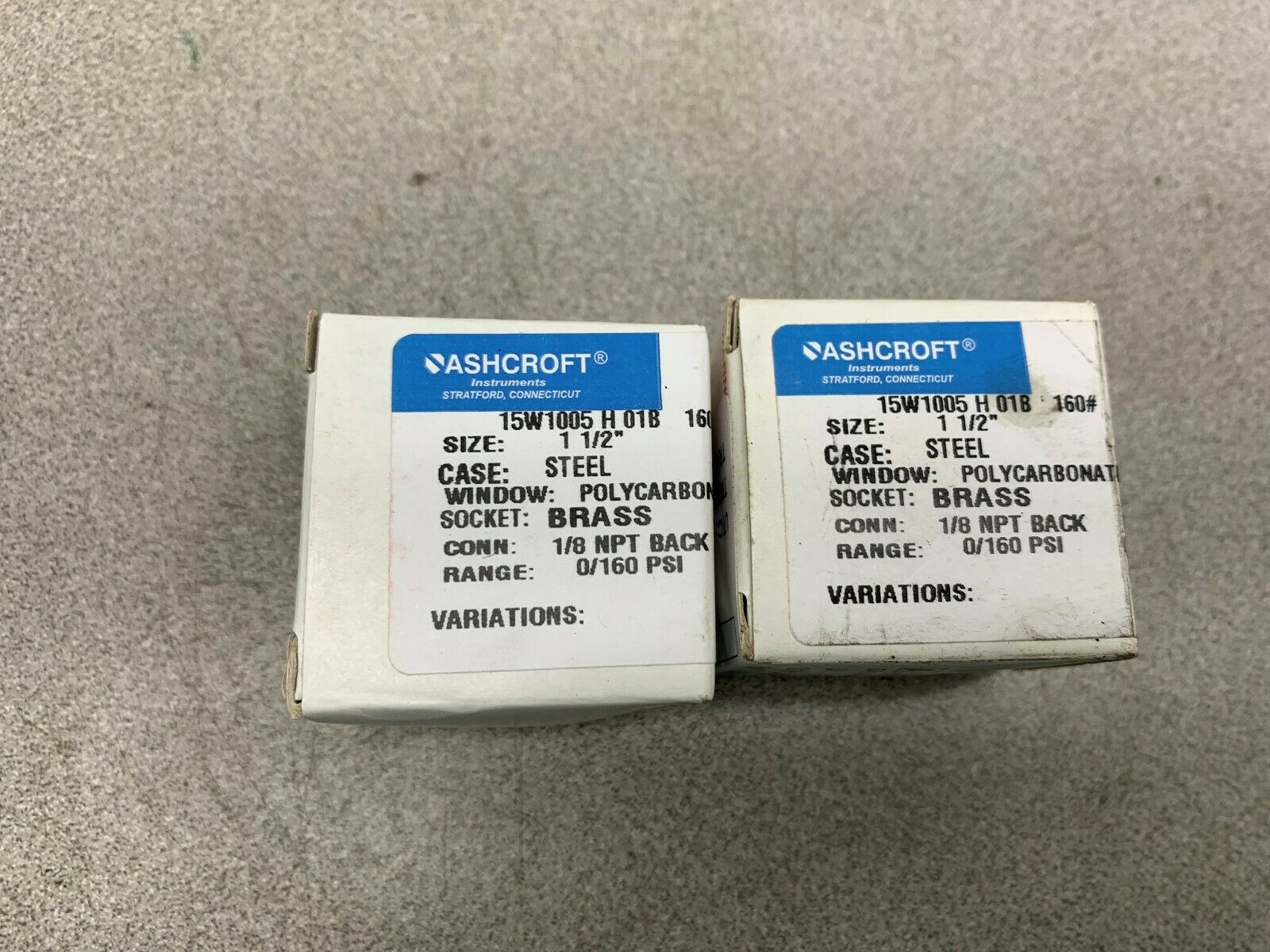 LOT OF 2 NEW IN BOX ASHCROFT METER 15W1005 H01LB