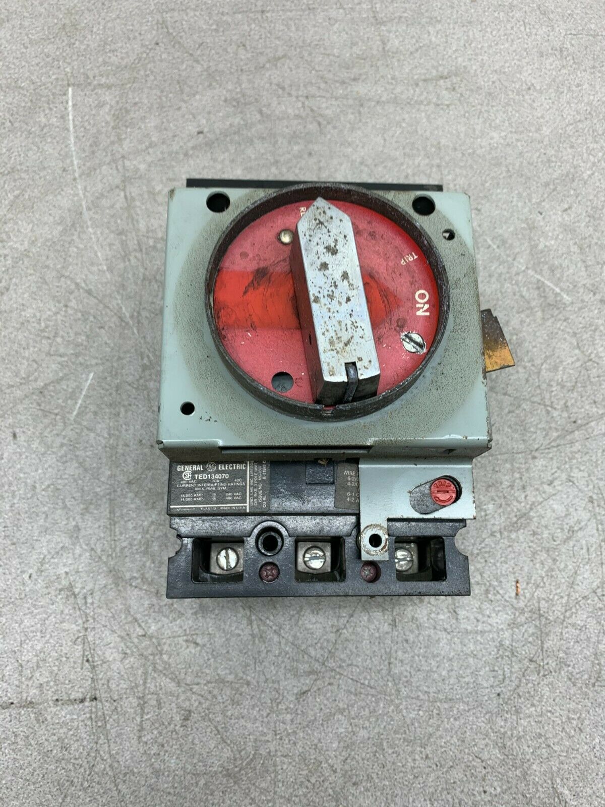 USED GENERAL ELECTRIC 70 AMP 3 POLE MOTOR CIRCUIT PROTECTOR TED134070