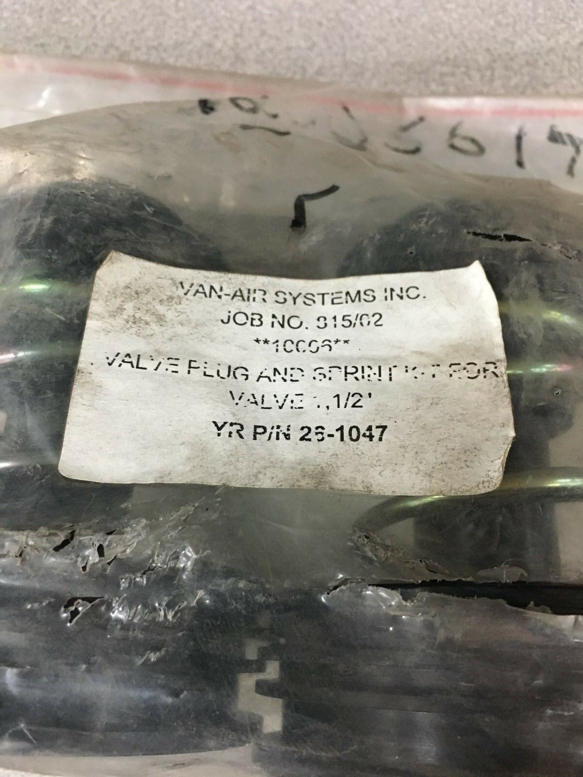 NEW VAN-AIR 1/2" VALVE PLUG AND SPRING KIT 26-1047