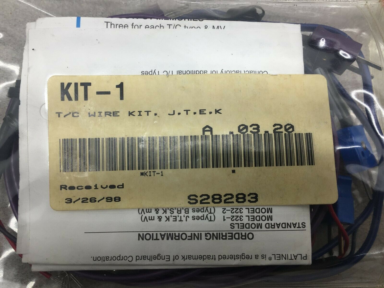 NEW IN BAG OF 4 PLATINEL T/C WIRE KIT J.T.E.K. S28283