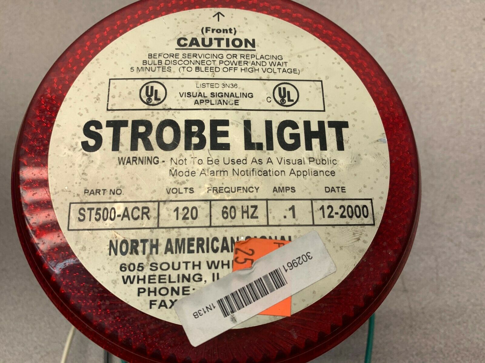 NEW NO BOX NORTH AMERICA SIGNAL STROBE LIGHT ST500-ACR