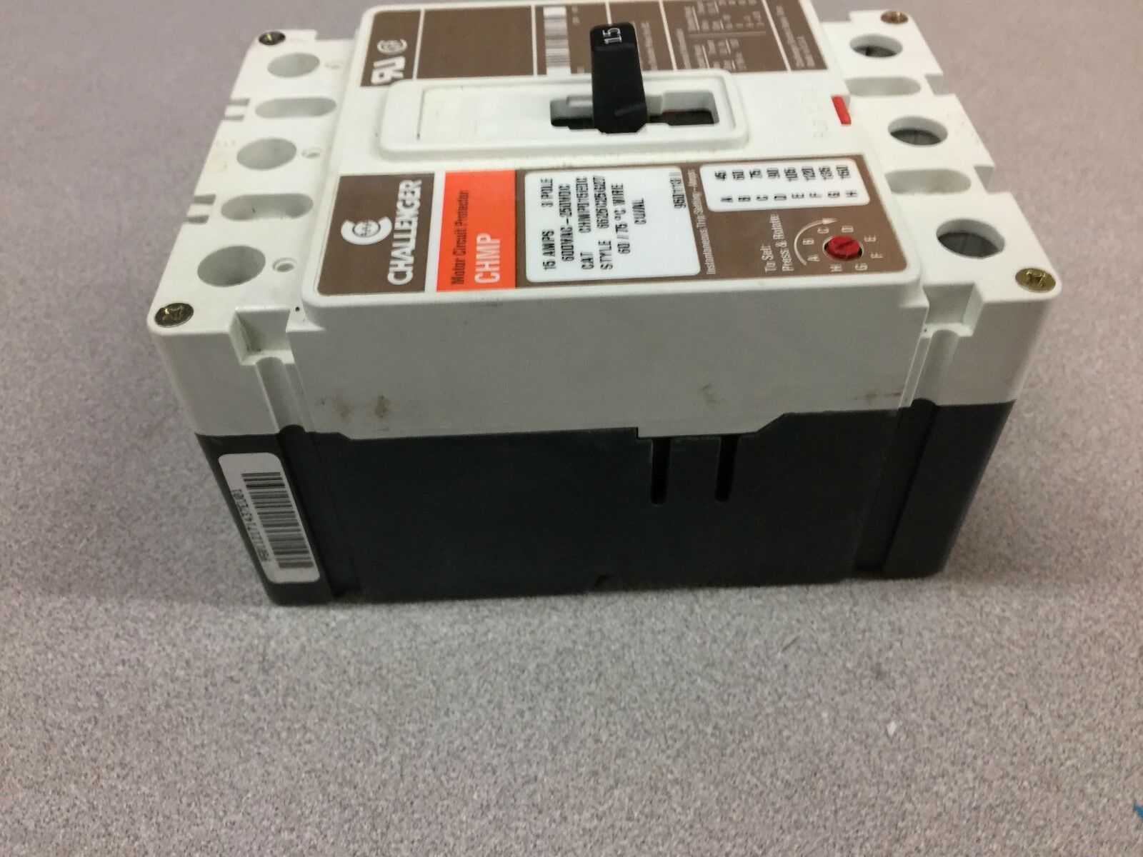 NEW NO BOX CHALLENGER 15AMP 3POLE 600V BREAKER CHMP015E0C