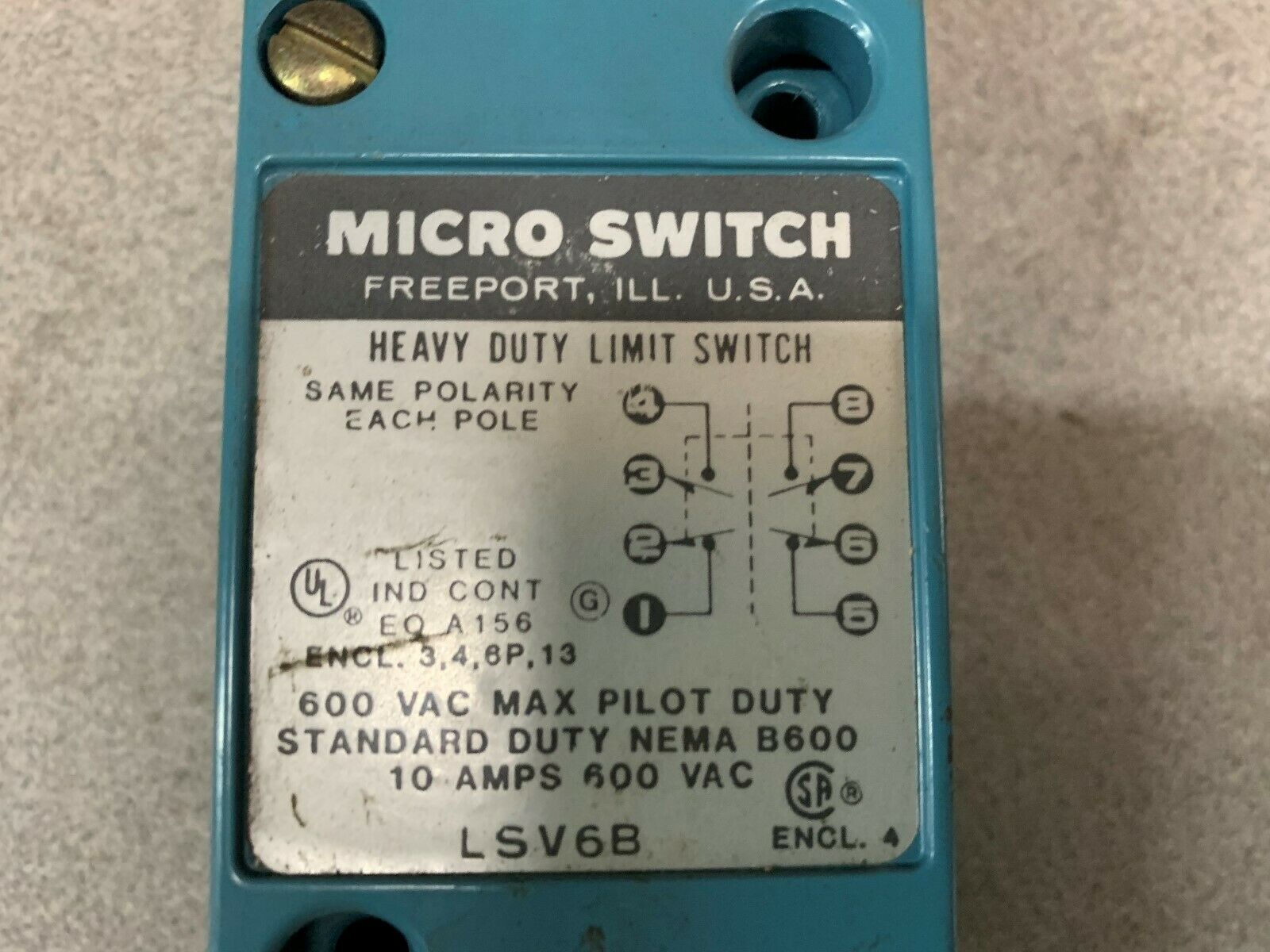 NEW NO BOX MICROSWITCH LIMIT SWITCH LSV6B