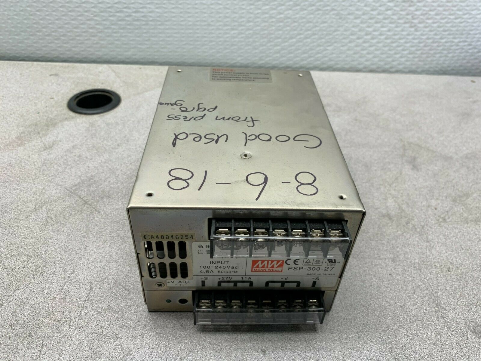 USED MEAN WELL POWER SUPPLY PSP-300-27