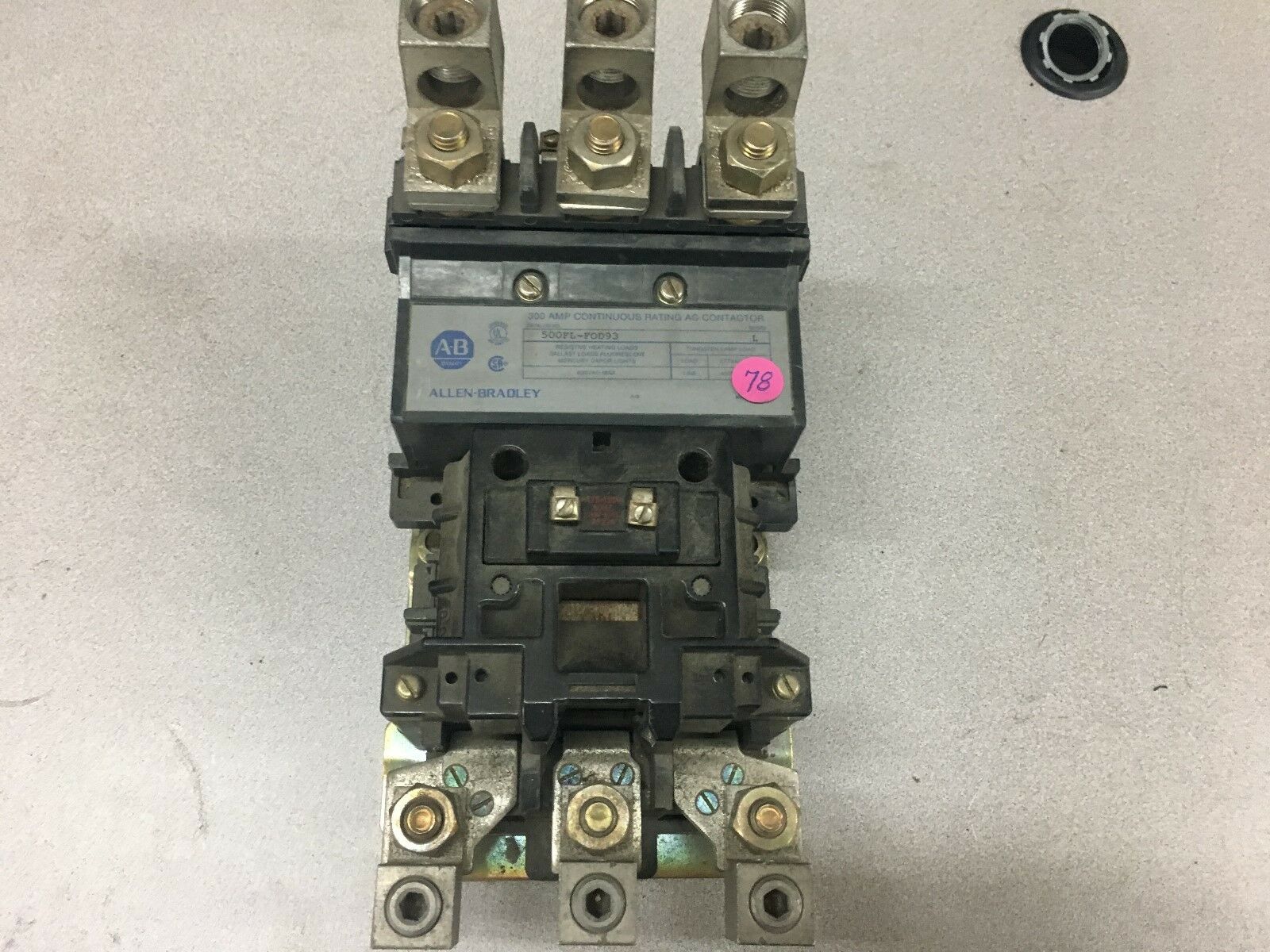 USED ALLEN-BRADLEY 300 AMP CONTINUOUS RATING AC CONTACTOR 500FL-FOD93 SERIES L