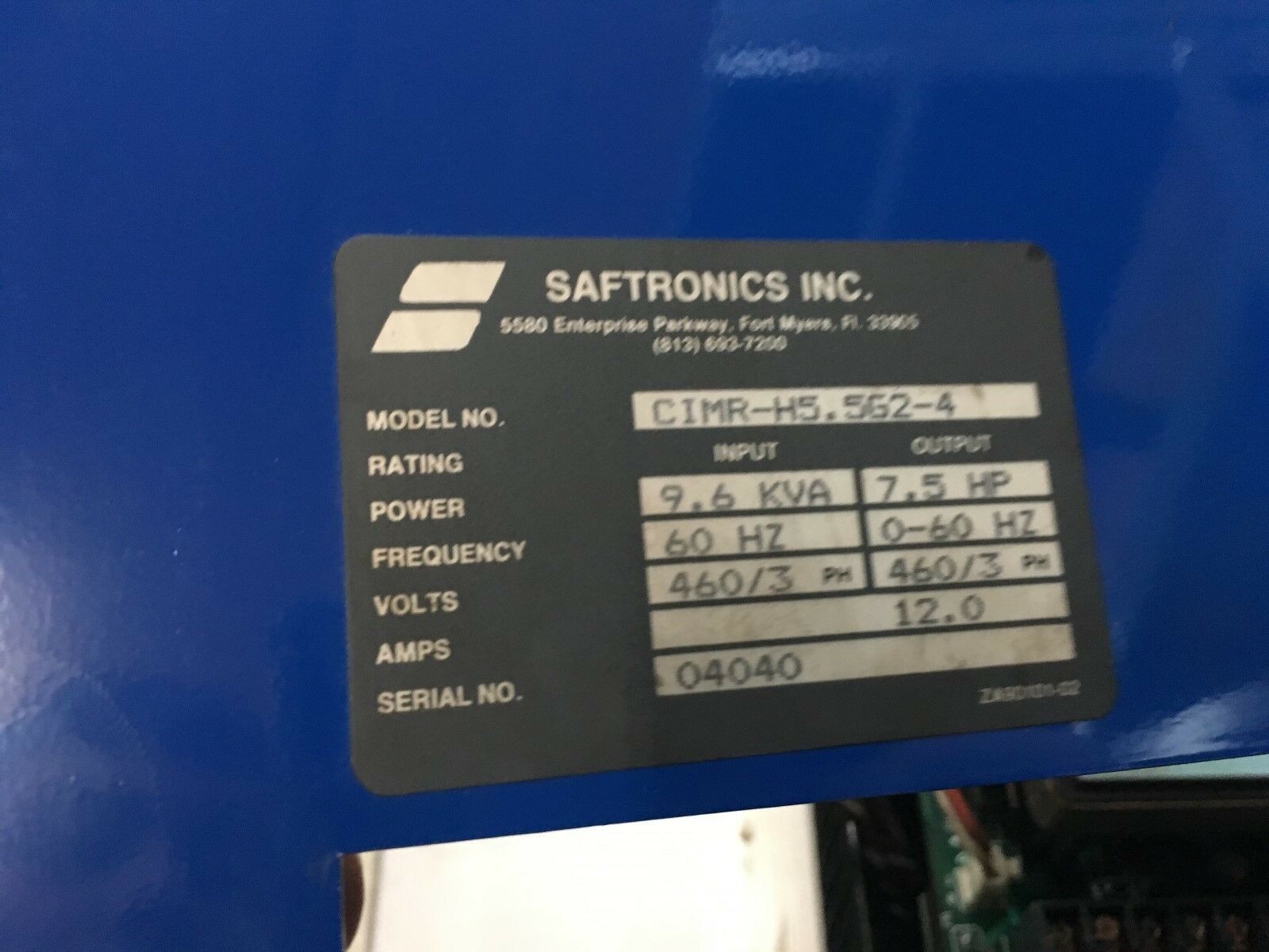 USED SAFTRONICS YASKAWA ELECTRIC DRIVE CIMR-H5.5G2.E-10