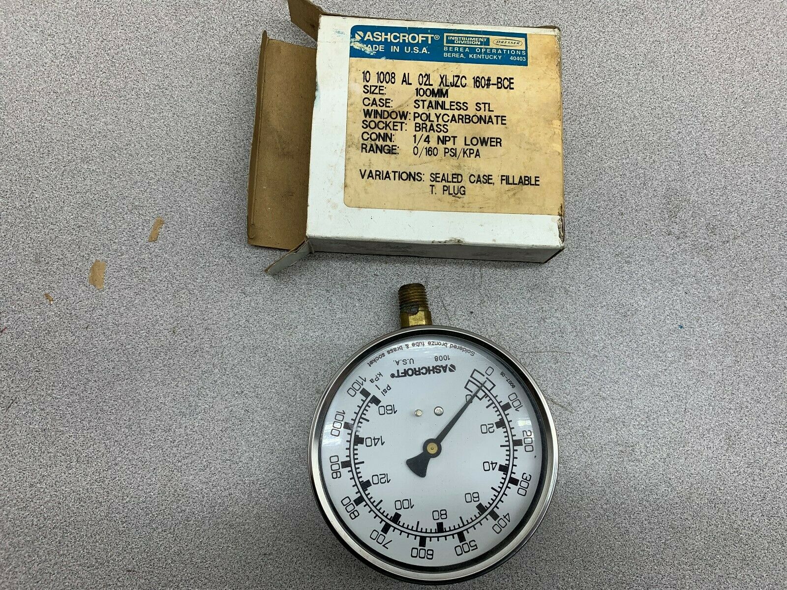 NEW IN BOX ASHCROFT METER 10 1008 AL 02L XLJZC