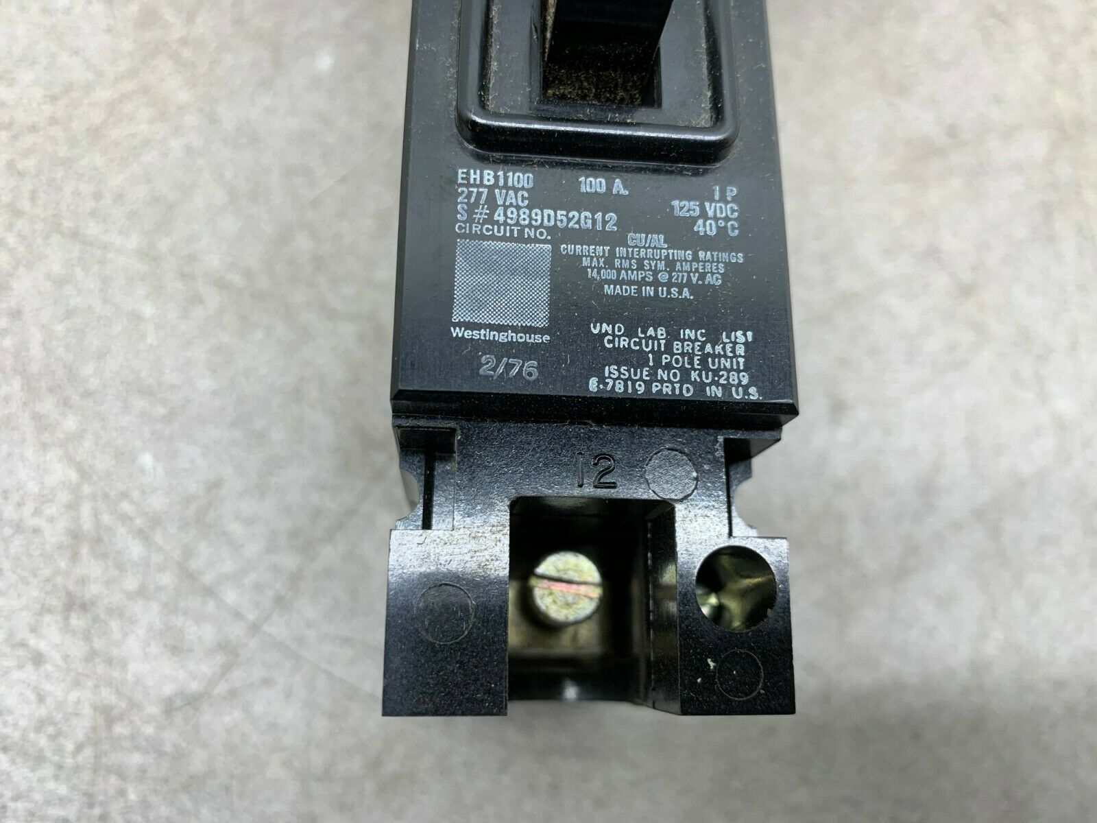 NEW IN BOX WESTINGHOUSE 1POLE 100AMP AB DEION CIRCUIT BREAKER EHB1100