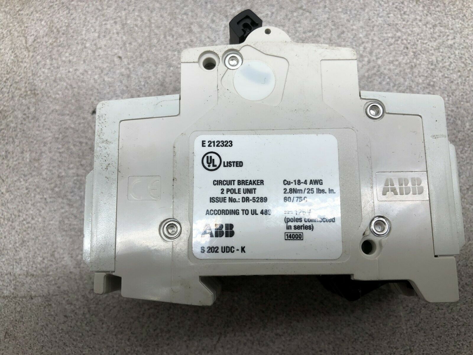 NEW NO BOX ABB 10 AMP 2 POLE 125 VDC BREAKER S202VDC-K10  /  2CDS272517R0427