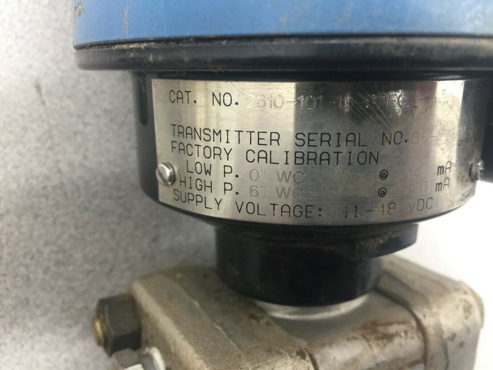 USED LEEDS 0"-6" WC 11-48VDC PRESSURE TRANSMITTER 2610-101-12-SPEC