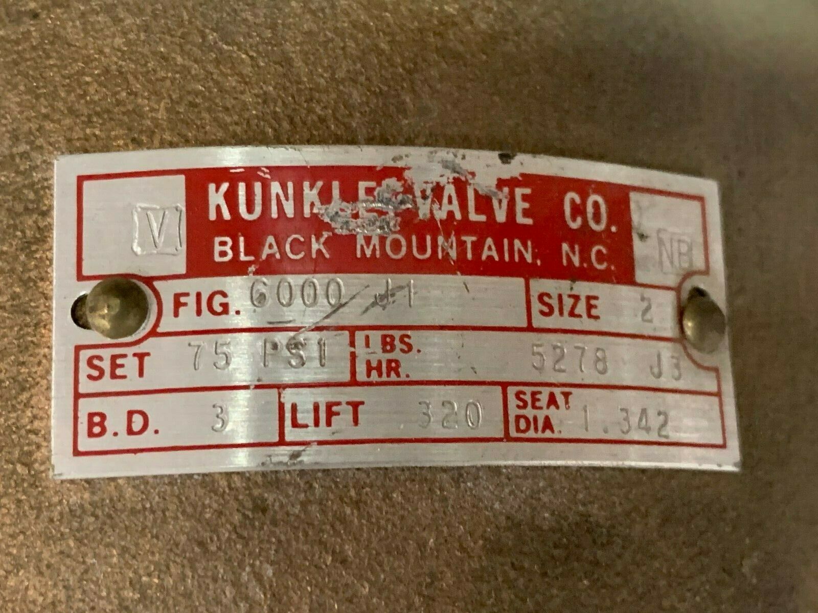 NEW NO BOX KUNKLE 2" RELIEF VALVE 6000 J1