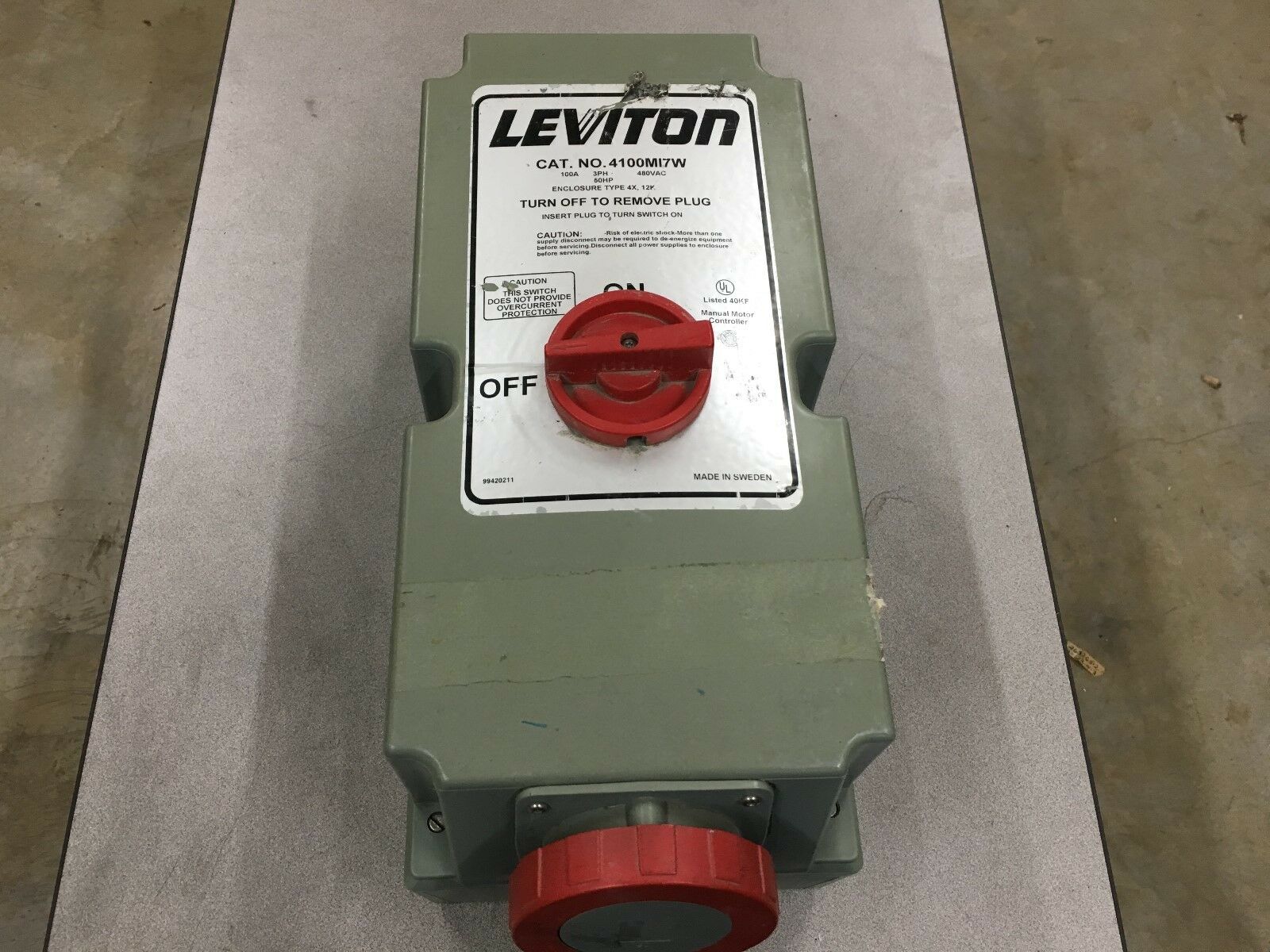 USED LEVITON POWERSWITCH 100AMP MECHANICAL INTERLOCK 4100MI7W