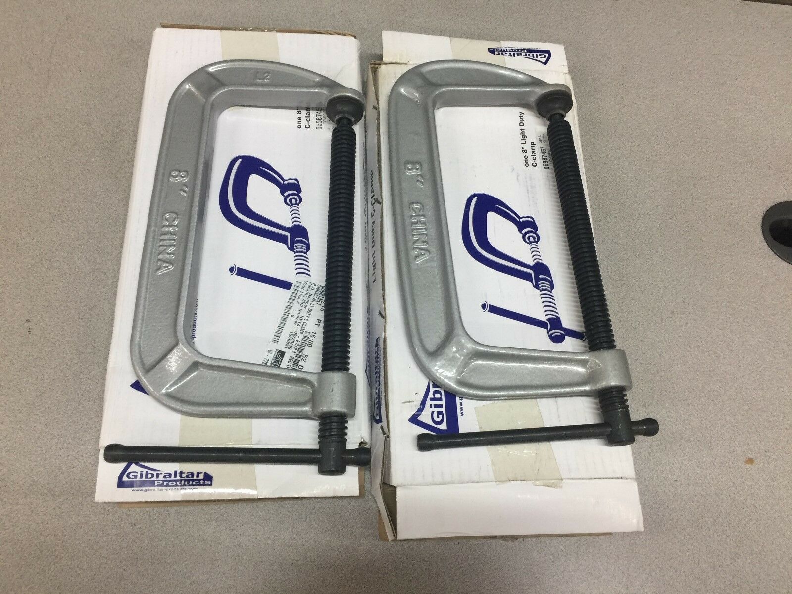 NEW IN BOX (LOT OF 2) GIBRALTAR C CLAMPS 8"CAPACITY 4"REG THROAT 06987457