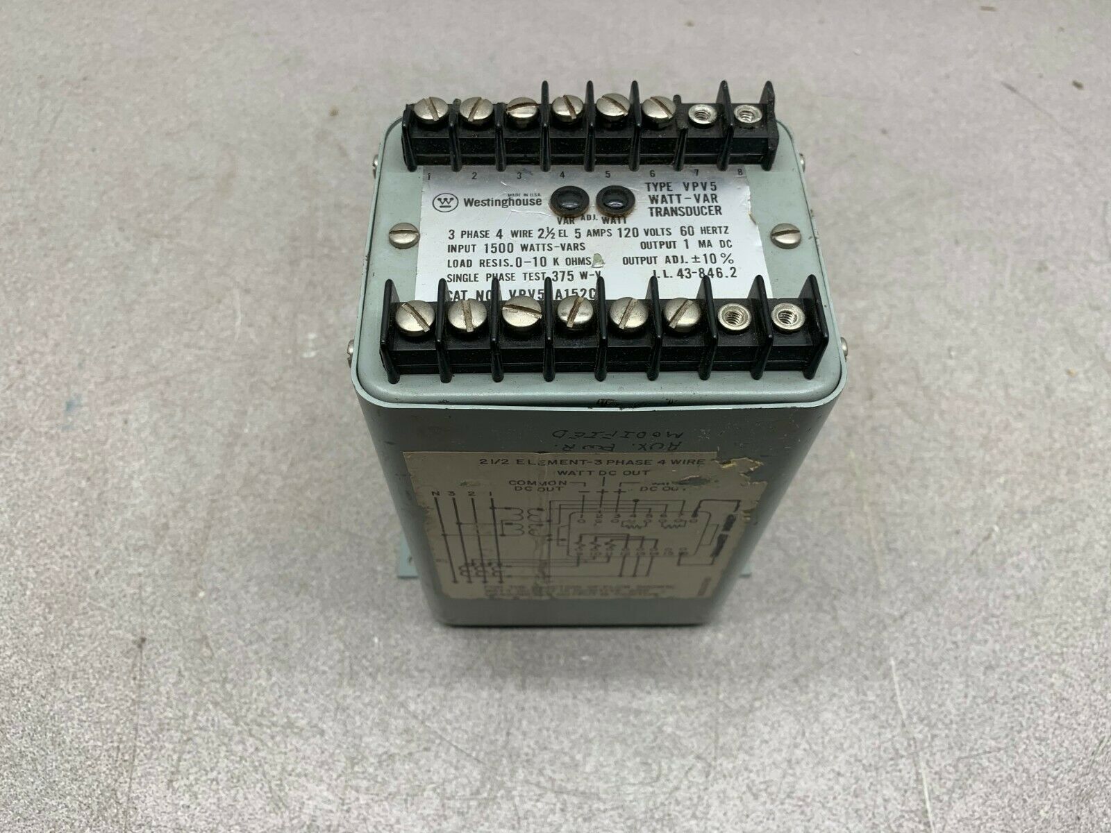 NEW NO BOX WESTINGHOUSE TYPE VPV5 TRANSDUCER VPV56A152C