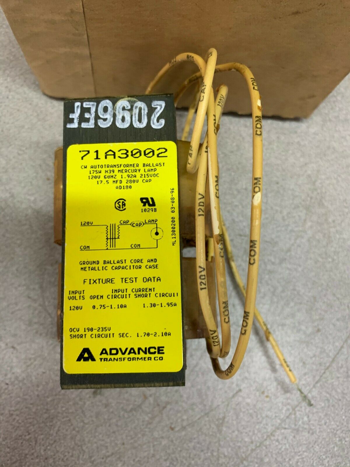 NEW ADVANCE TRANSFORMER 71A3002