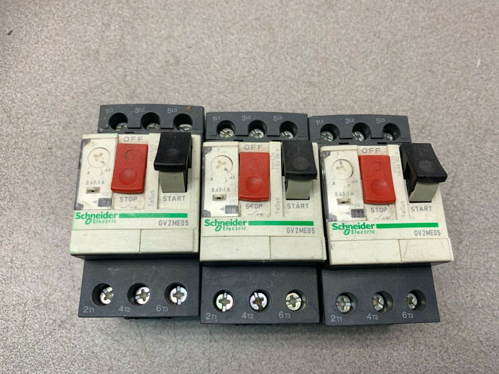 LOT OF 3 USED SCHNEIDER ELECTRIC CONTACTOR GV2ME05