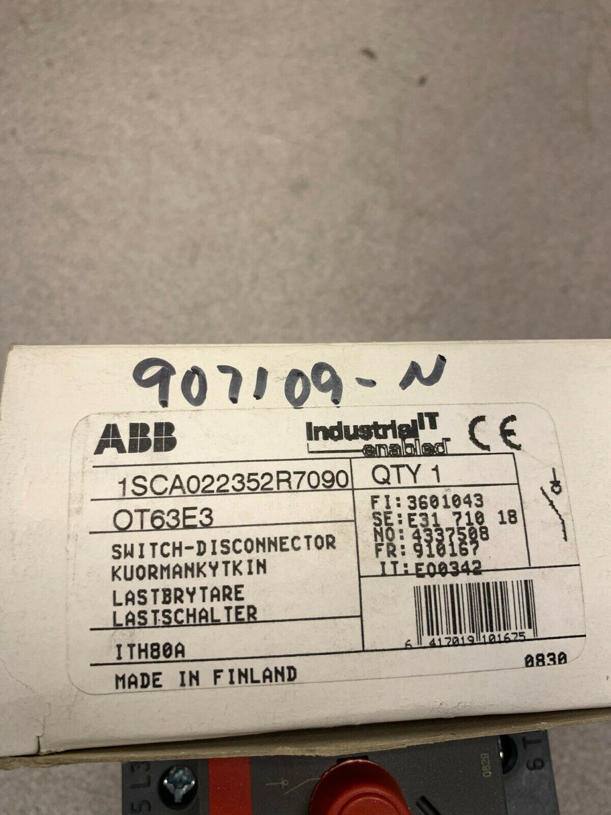 NEW IN BOX ABB 1SCA022352R7090 DISCONNECTOR SWITCH OT63E3