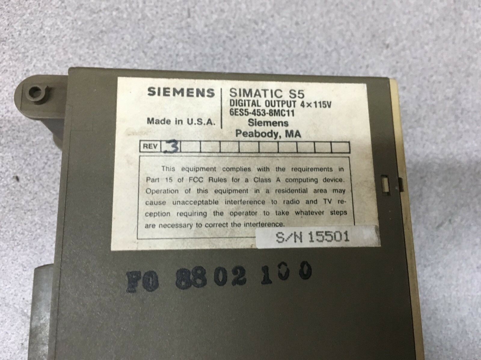 USED SIEMENS SIMATIC S5 DIGITAL OUTPUT MODULE 6ES5 453-8MC11