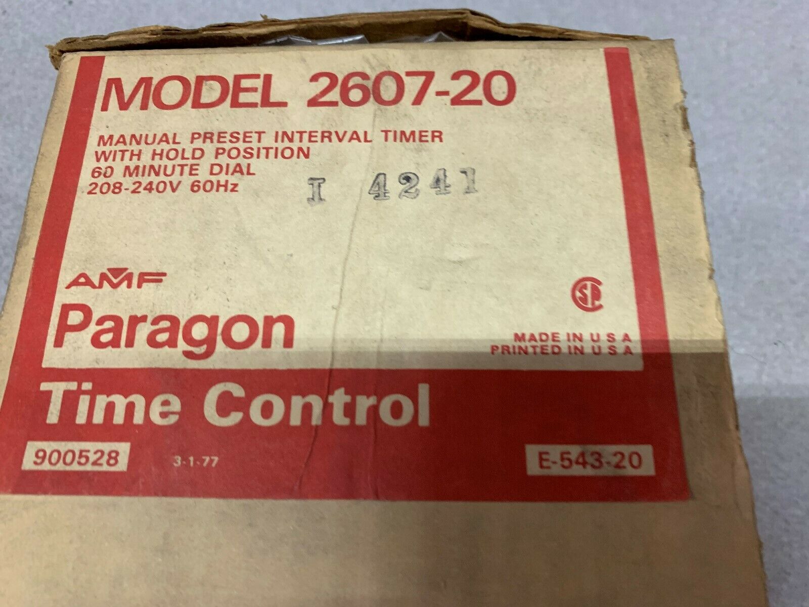 NEW IN BOX PARAGON TIMER 2607-20