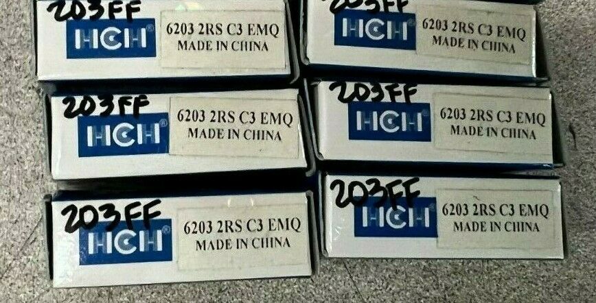 LOT OF 6 NEW IN BOX HCH 6203 2RS C3 BALL BEARING 6203 2RS C3 EMQ