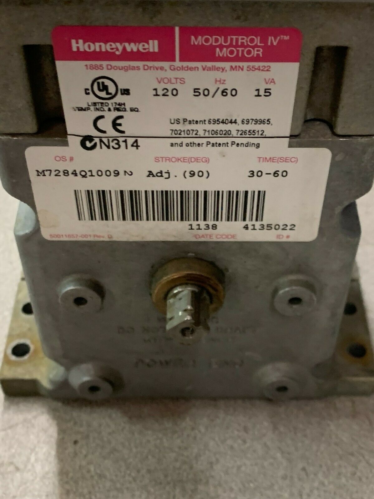 USED HONEYWELL MODUTROL IV MOTOR M7284Q1009