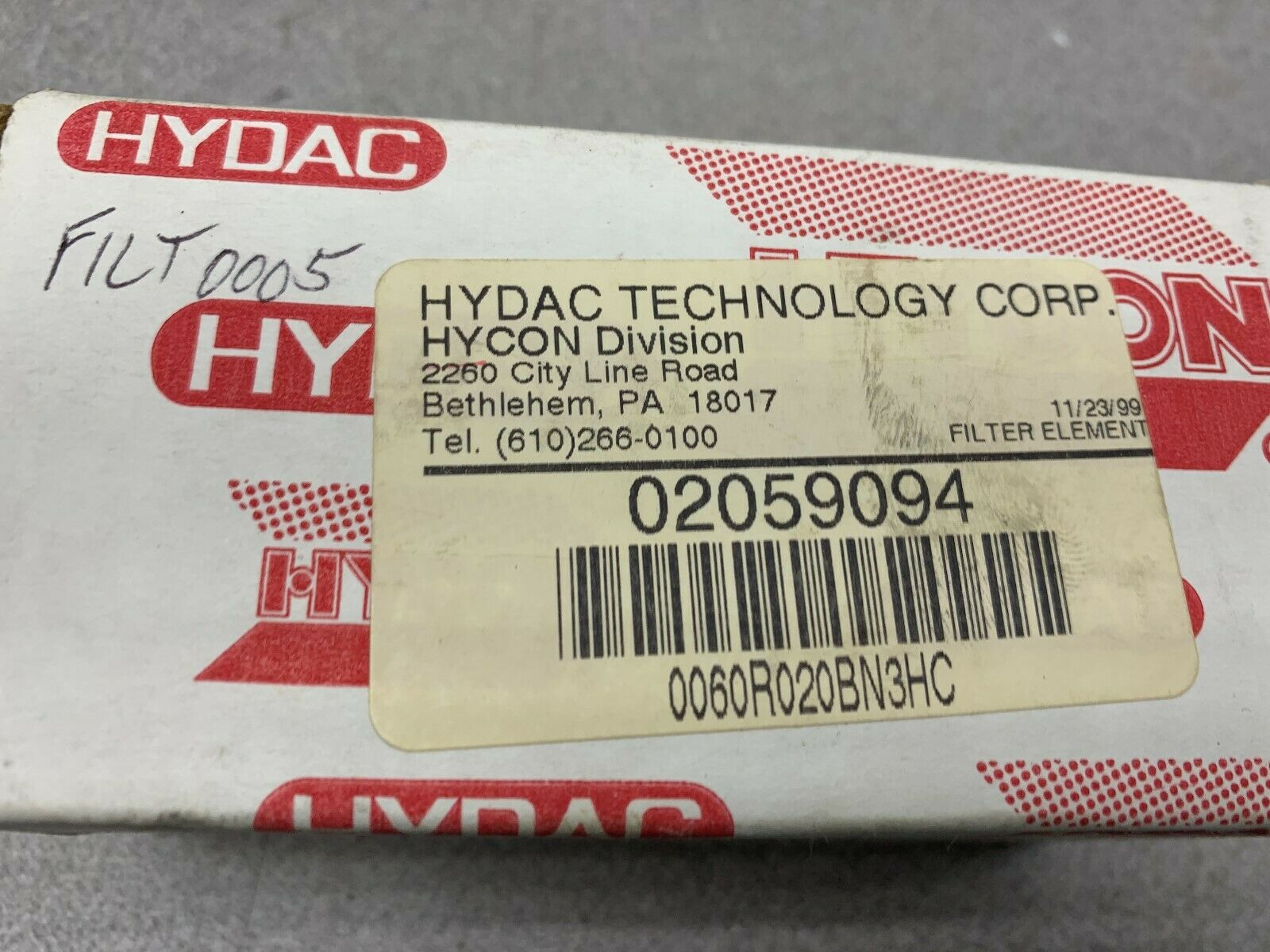 NEW IN BOX HYDAC FILTER 02059094