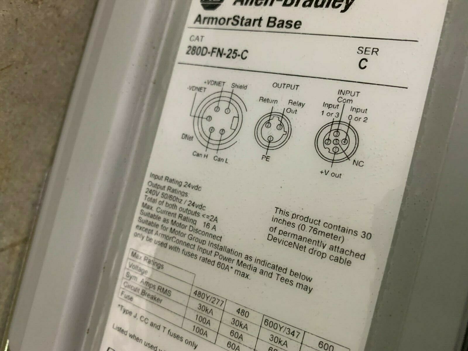 NEW IN BOX ALLEN-BRADLEY ARMORSTART DRIVE AND BASE 280D-F23Z-25D-CR-3