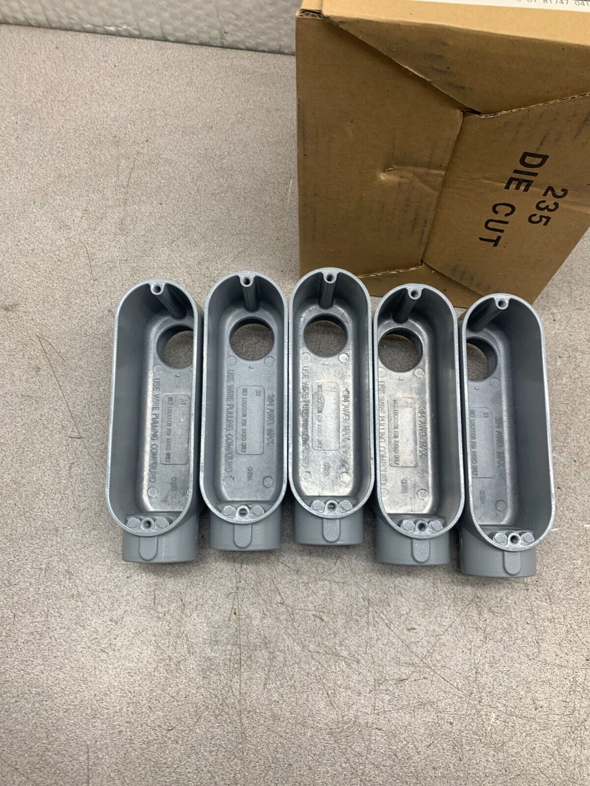 NEW BOX OF 5 BRIDGEPORT 1" CONDUIT BODY LB-43