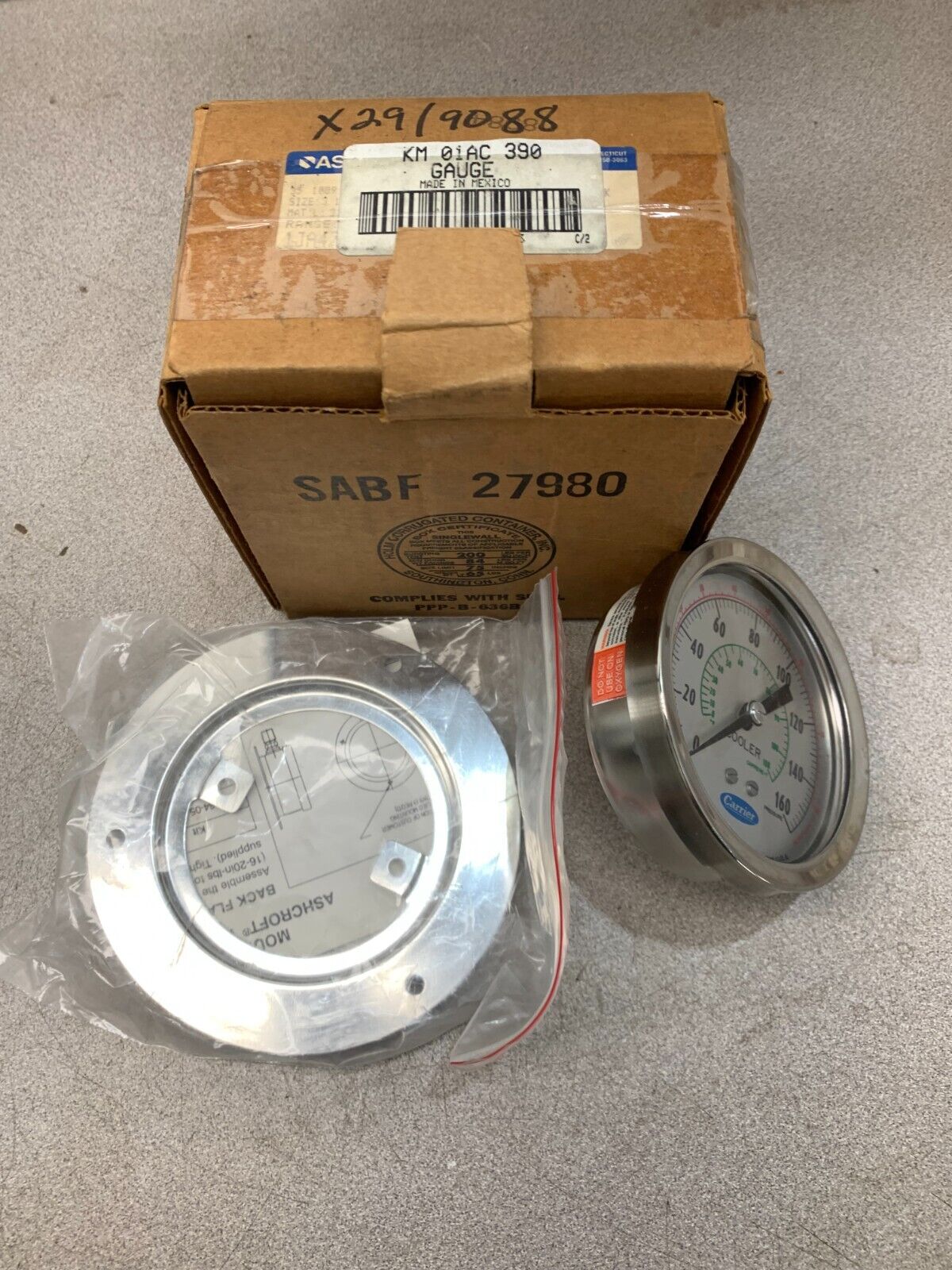 NEW CARRIER 0-160 COOLER PRESSURE GAUGE KM 01AC 390