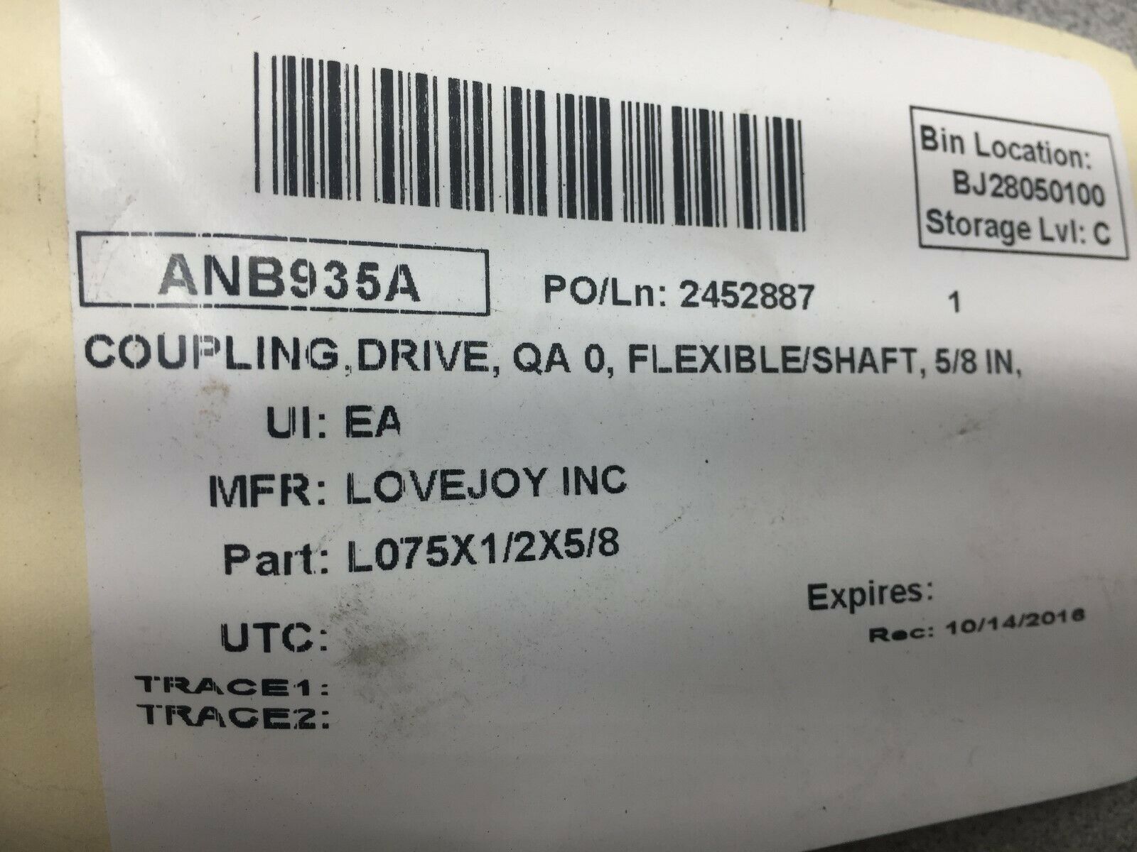 NEW NO BOX LOVEJOY L-075 JAW COUPLING ASSY WITH SPIDER INSERT  L-075 .625  /  L-