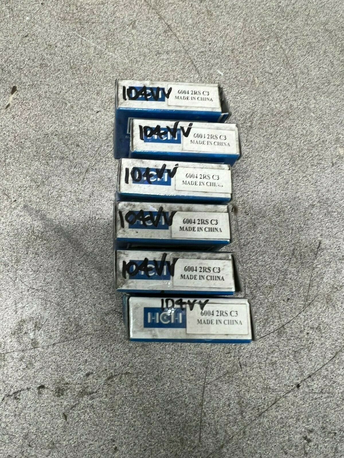 LOT OF 6 NEW IN BOX HCH BALL BEARING 6004 2RS C3