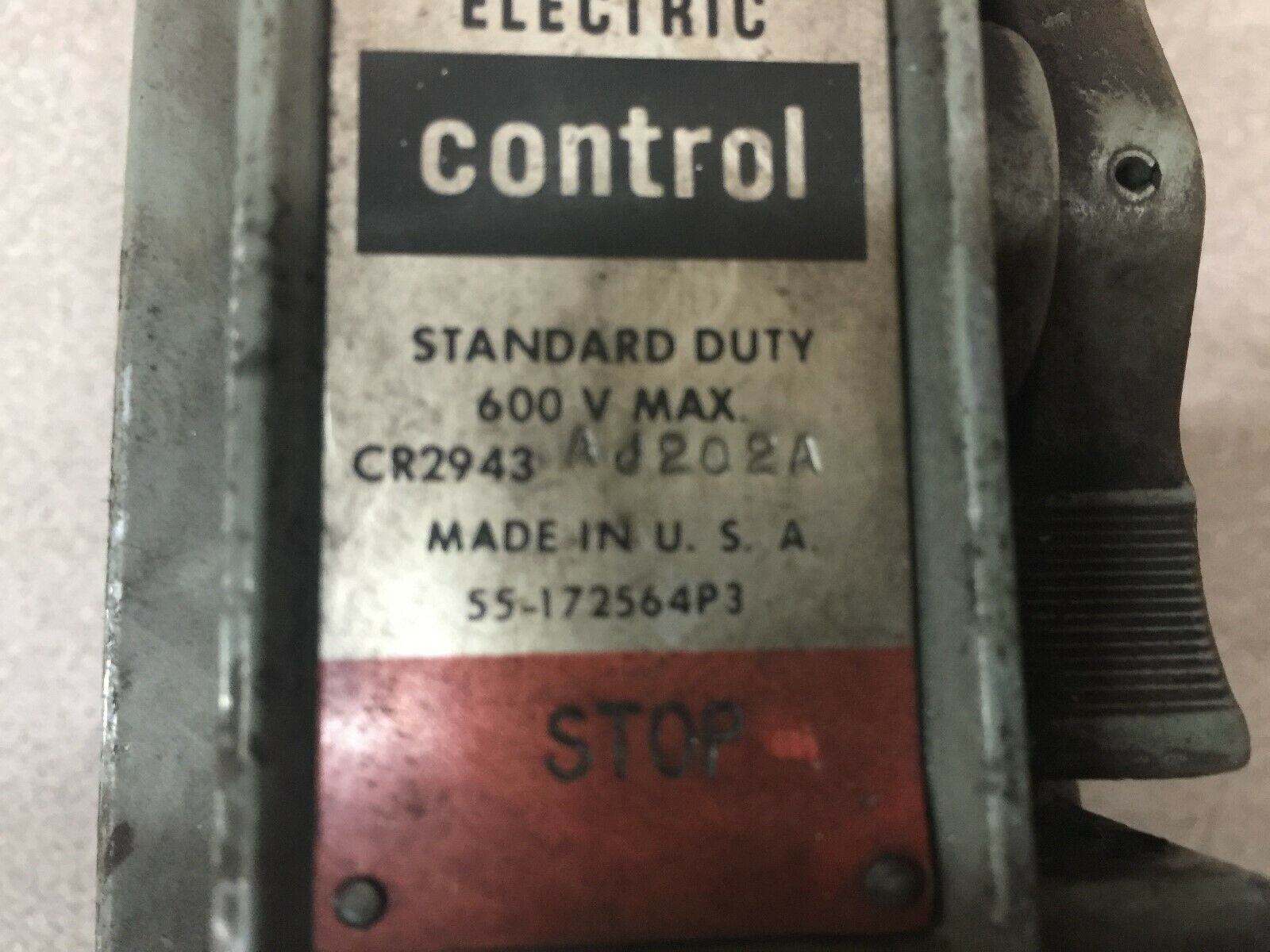 USED GE STANDARD DUTY 600V SWITCH CR2943AJ202A