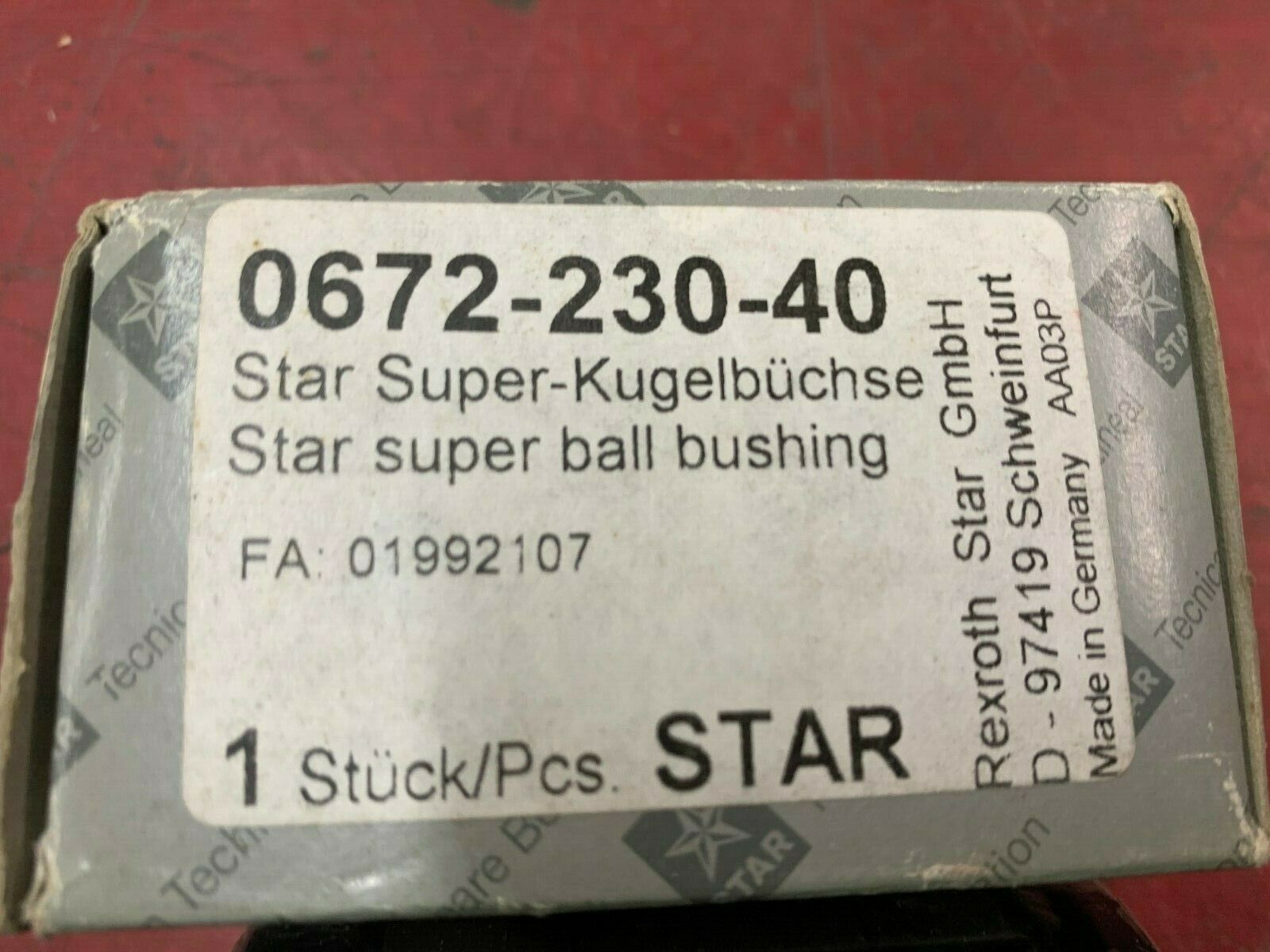 NEW IN BOX STAR LINEAR BALL BUSHING 0672-230-40