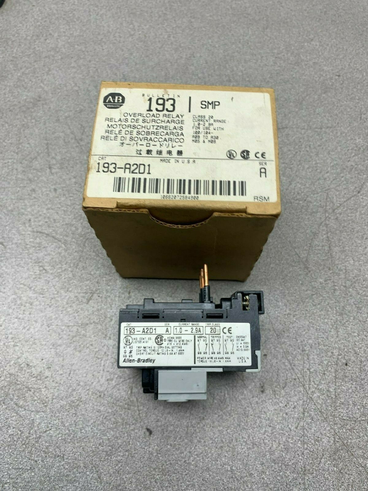 NEW IN BOX ALLEN BRADLEY RELAY 193-A2D1 SERIES A