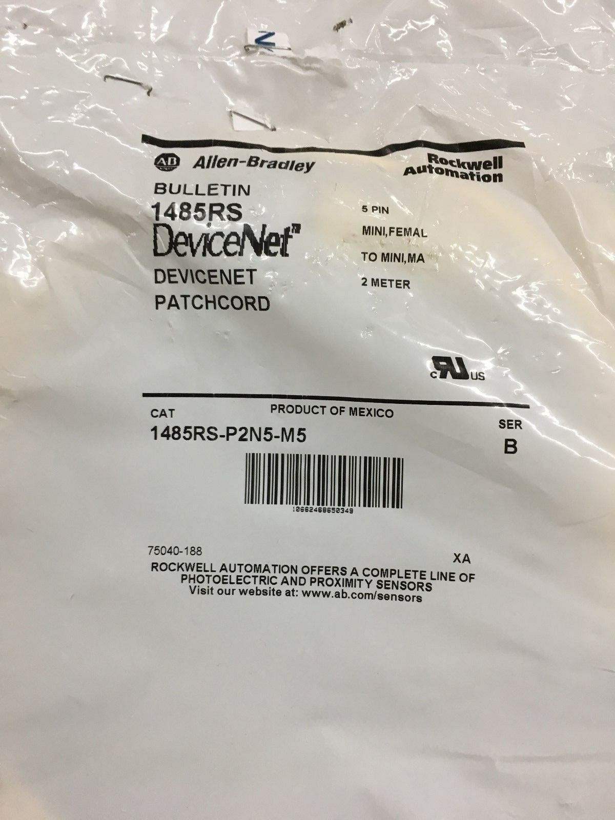 NEW ALLEN-BRADLEY DeviceNet PATCHCORD 1485RS-P2N5-M5 SERIES B