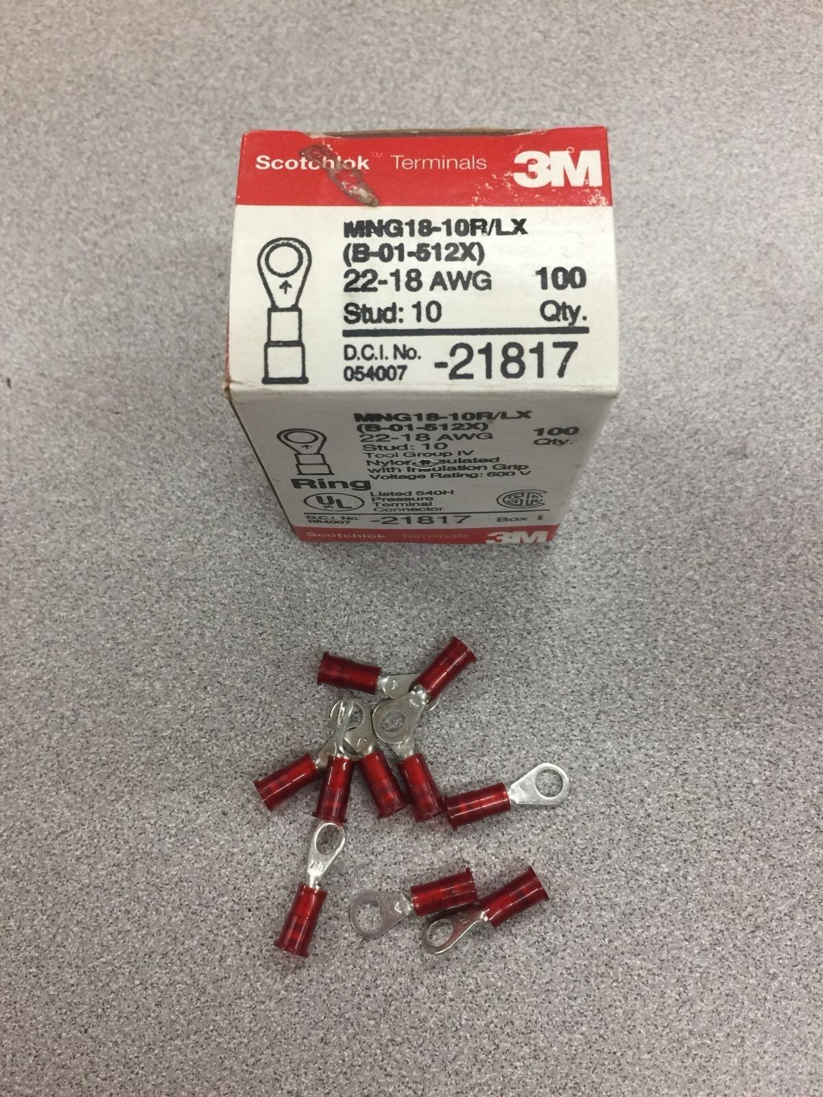 NEW IN BOX 3M SCOTCHLOK TERMINALS MNG18-10R/LX 22-18 AWG BOX OF 100