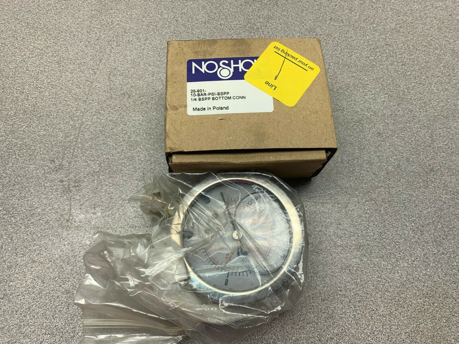 NEW IN BOX NOSHOK GAUGE 25-901-10BAR-PSI-BSPP