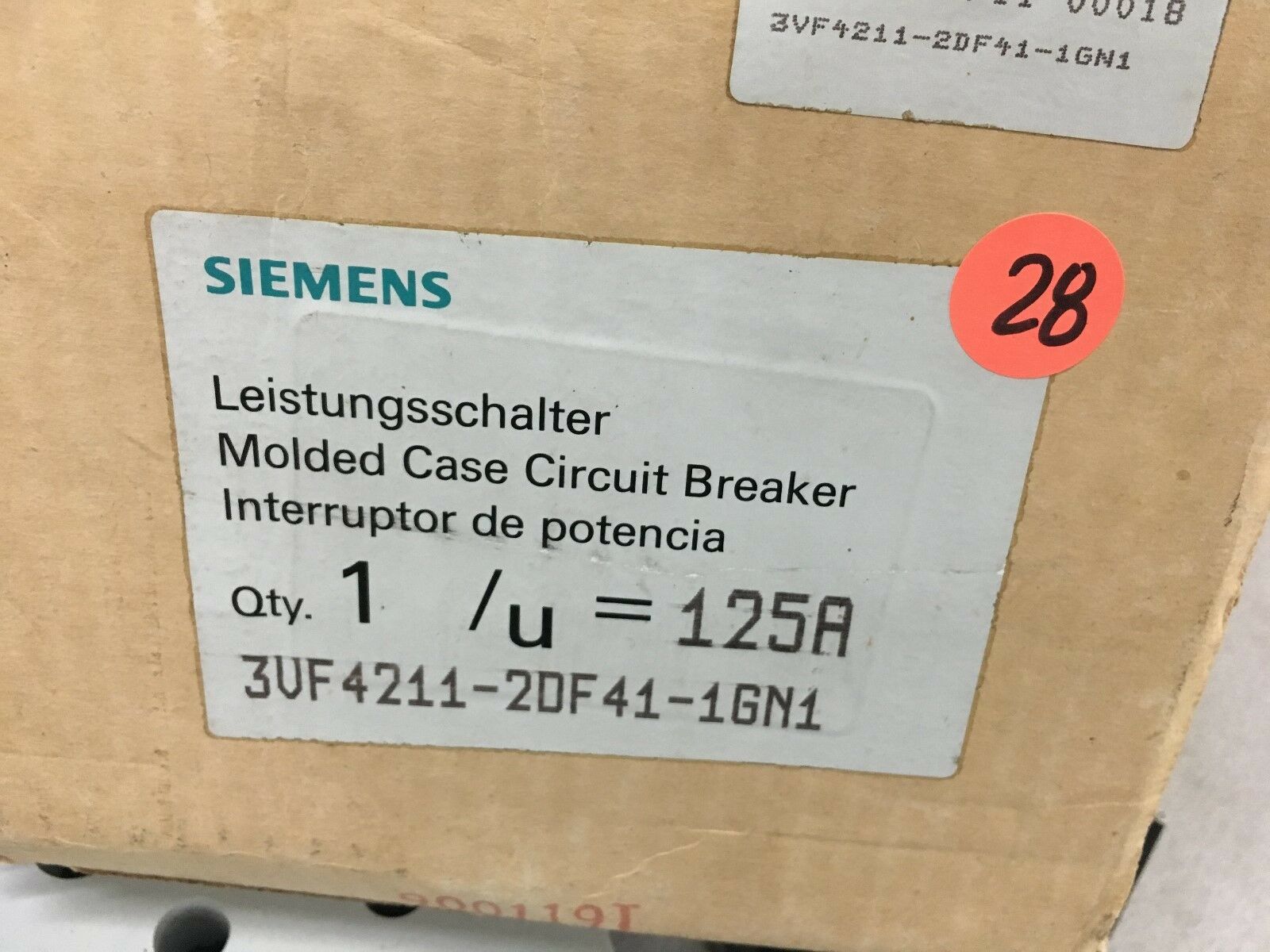 NEW IN BOX SIEMENS 125AMP CIRCUIT BREAKER 3VF4211-2DF41-1GN1