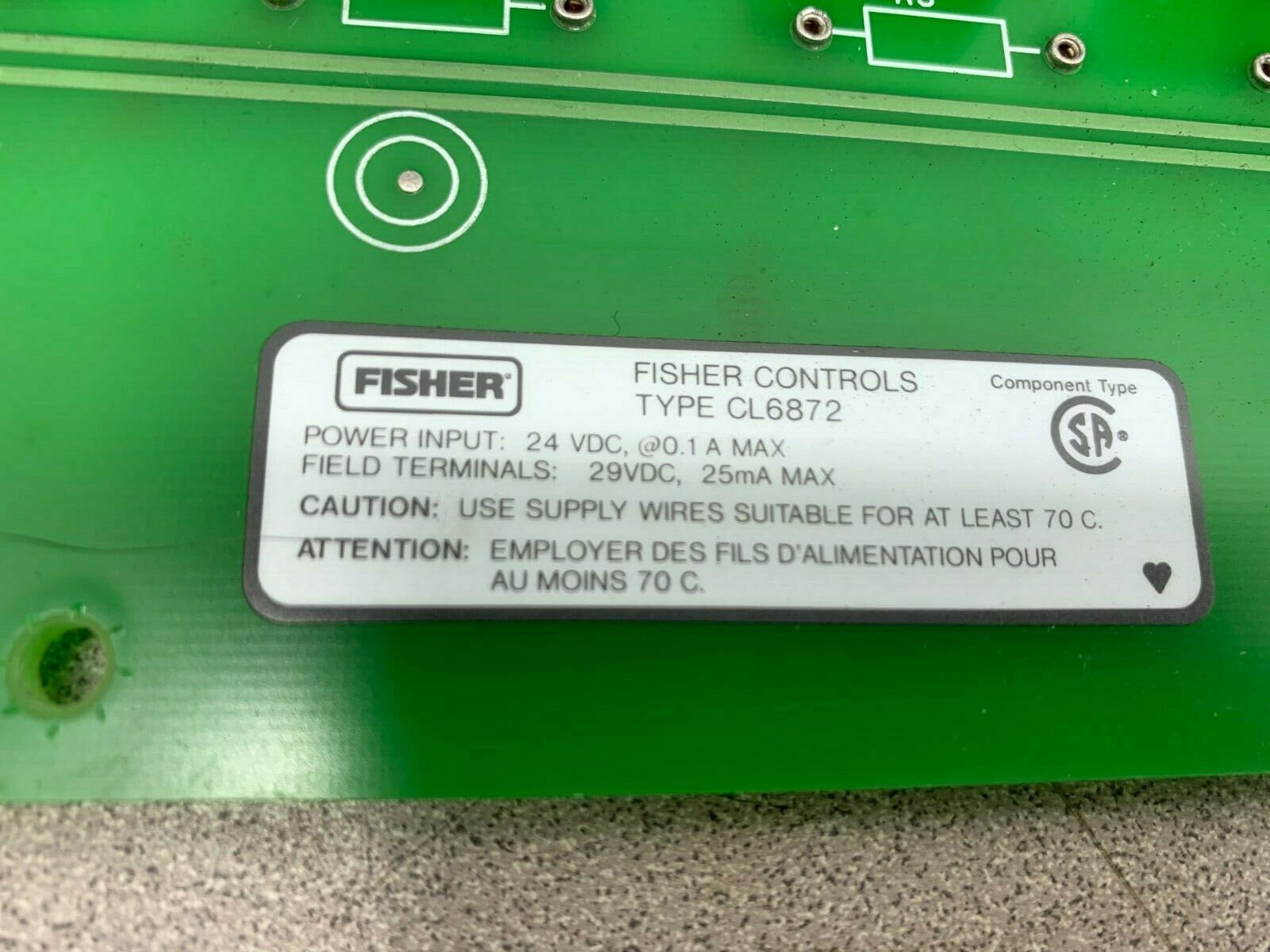 USED FISHER TERMINAL BOARD CL6872X1-A2