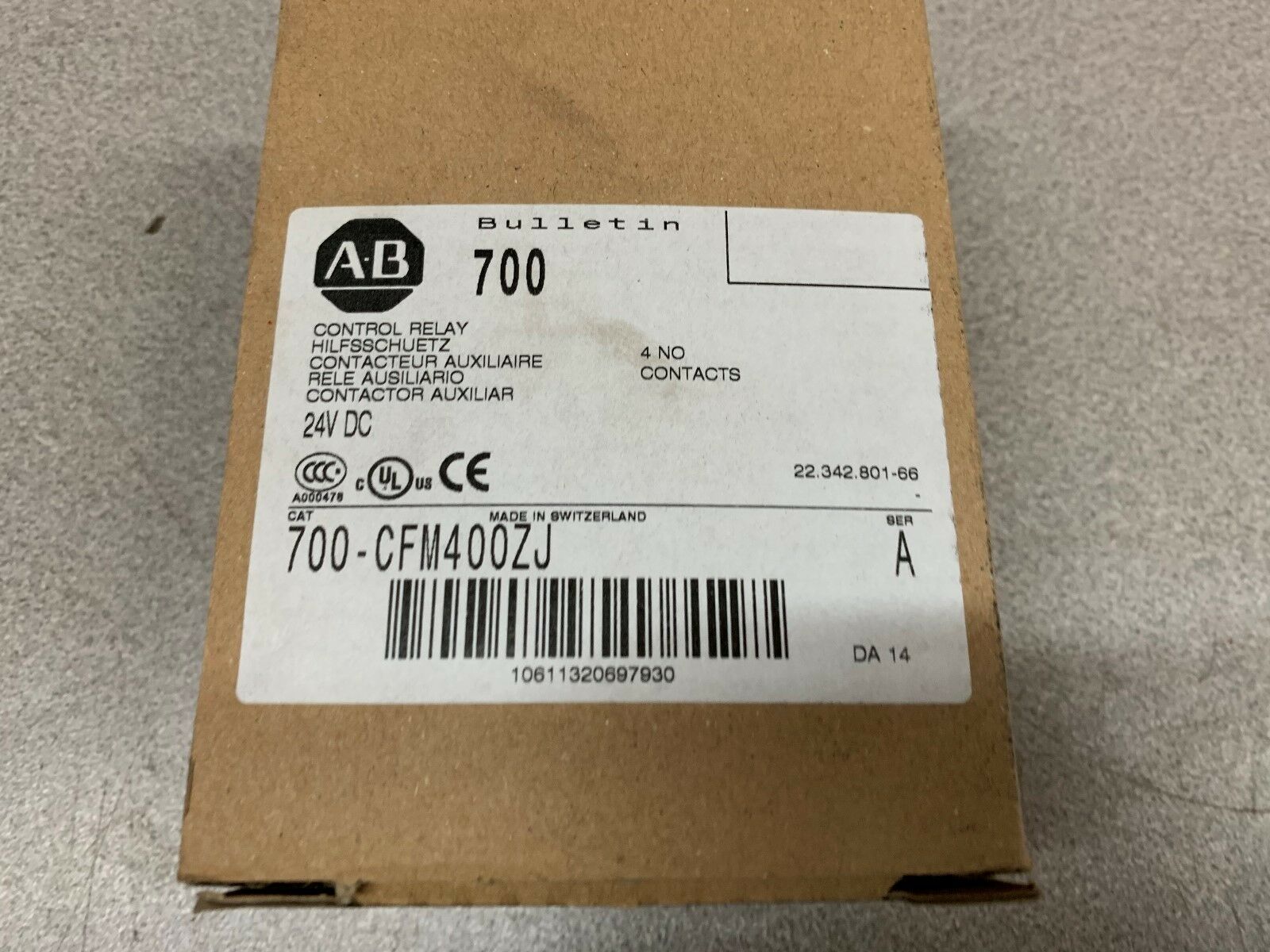 NEW IN BOX ALLEN BRADLEY RELAY 700-CFM400ZJ SERIES A