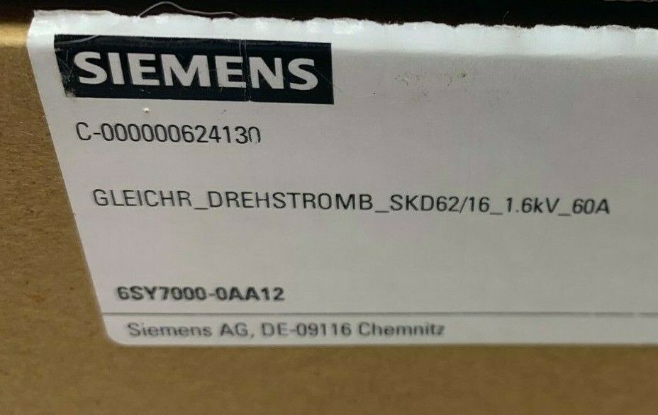 NEW IN BOX SIEMENS BRIDGE RECTIFIER 6SY7000-0AA12