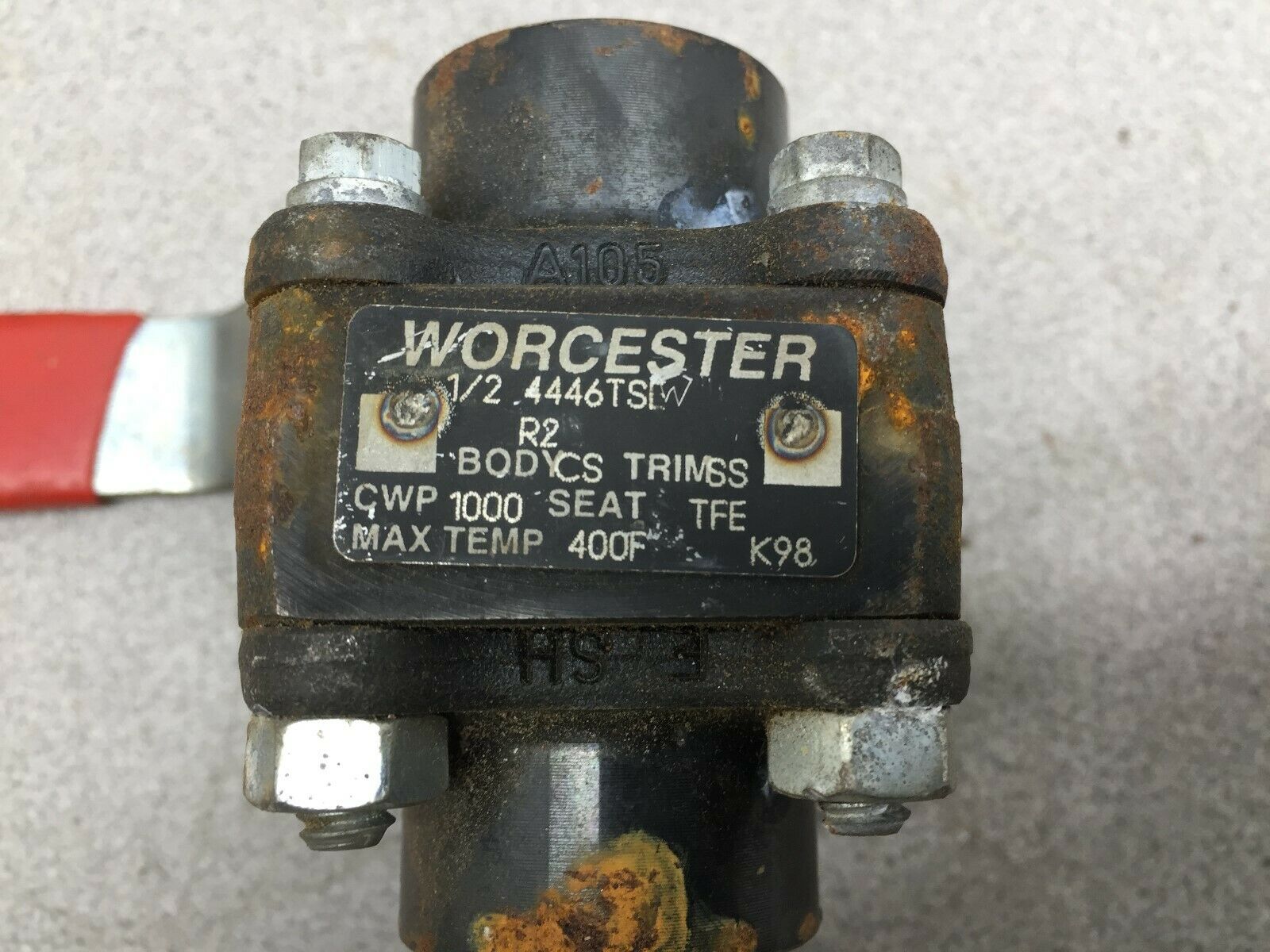 NEW NO BOX WORCESTER 1/2" WELD CONNECTION CWP 1000 400MAX TEMP TFE SEAT 4446TSLW