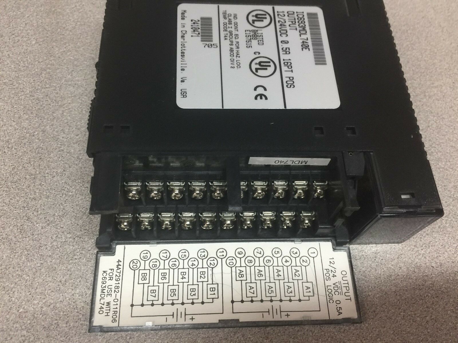 USED GE FANUC 12/24VDC .5AMP 16PT OUTPUT MODULE IC693MDL740E