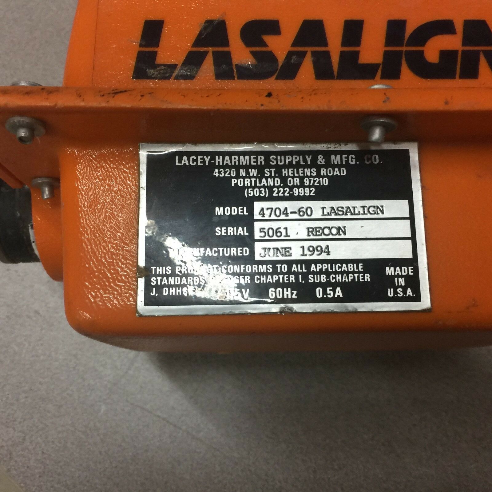 USED LACEY-HARMER LASALIGN 4704-60 LASALIGN